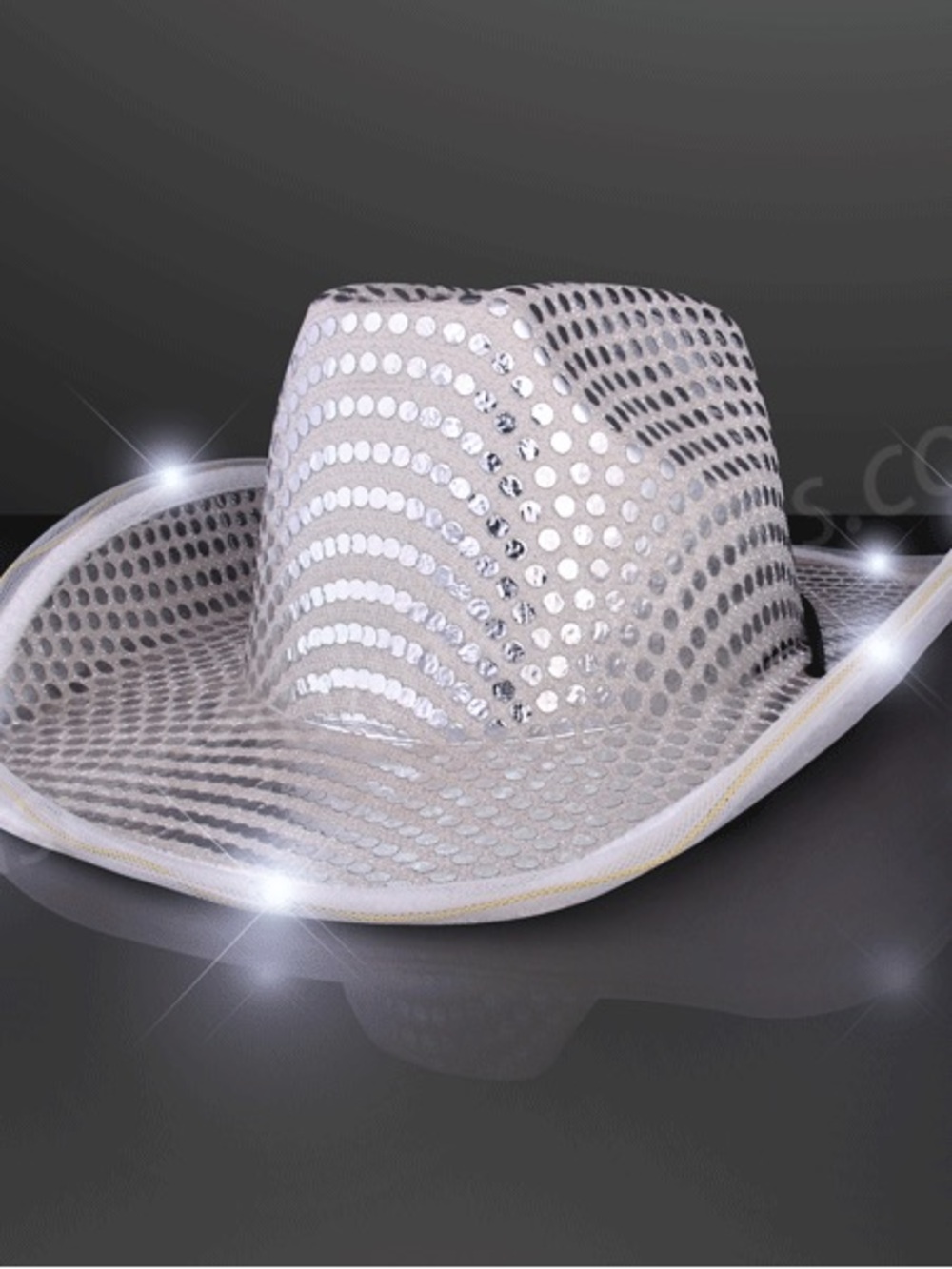 Lot of 18 White LED Light-Up Sequin Cowboy/Cowgirl Hats